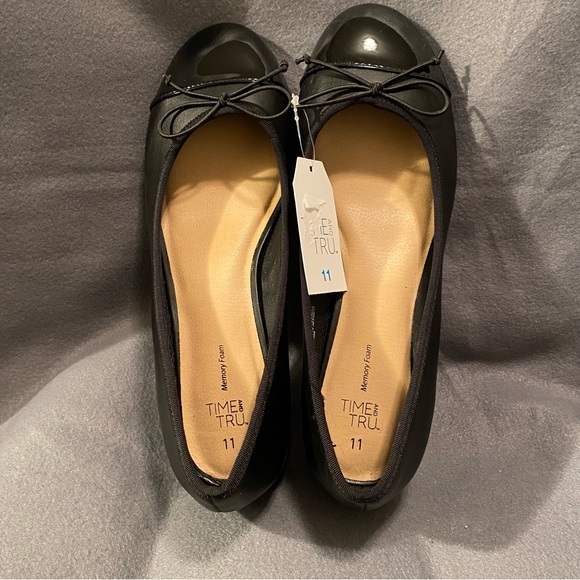 Time And Tru Shoes Women’s Size 11 Heel Slip On Black‎ Ballet 1”Heels New - Picture 9 of 11